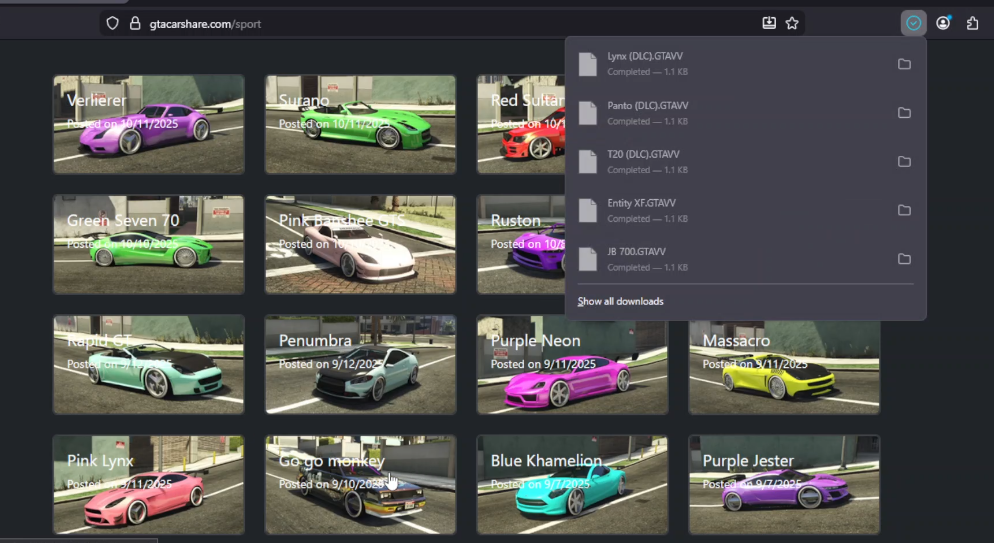 image showing downloads from the website